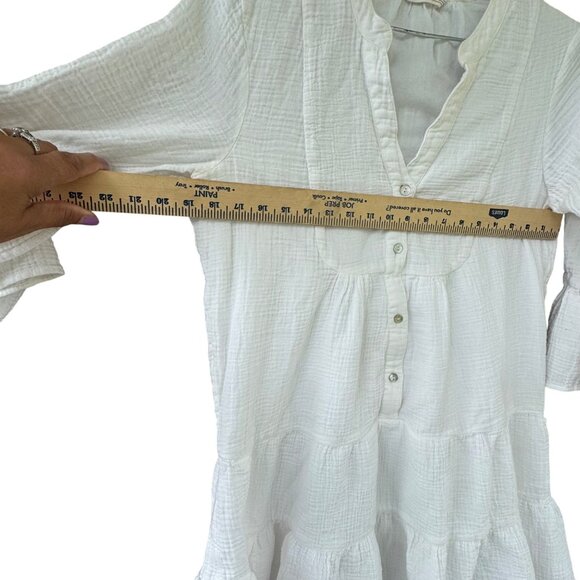Faherty Kasey Cotton Gauze Casey Tiered Ruffle Bell 3/4 Sleeves Dress.Size Small - Picture 7 of 10